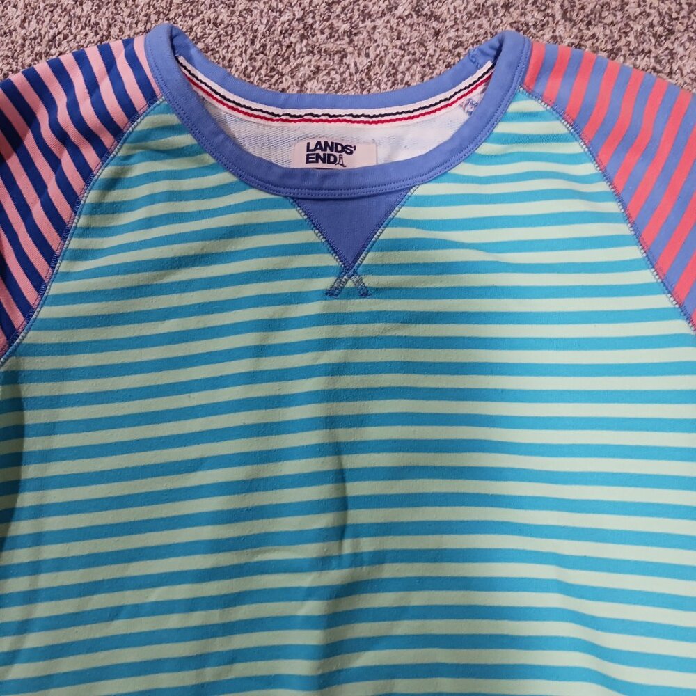 Lands' End striped crewneck sweatshirt women's - Picture 3 of 9